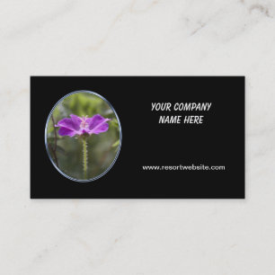 carte de visite noire simple avec fleur violette, 