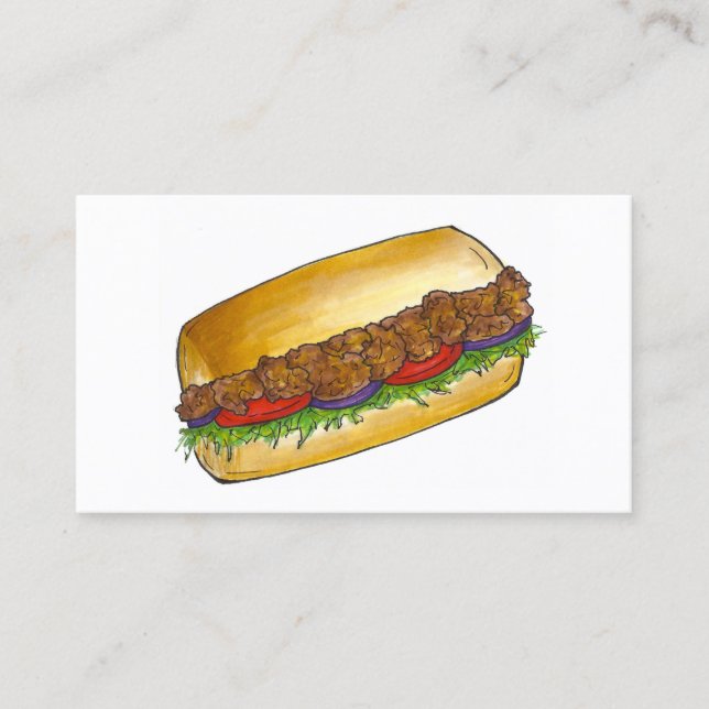 Carte De Visite NOLA New Orleans Louisiane Crevettes Poboy Sandwic (Devant)