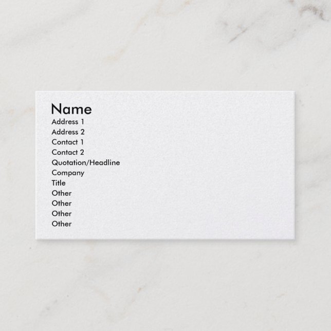 Carte De Visite Nom, Adresse 1, Adresse 2, Contact 1, Contact ... (Devant)