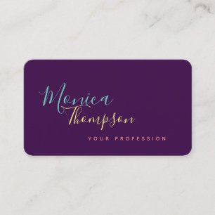 Carte De Visite nom curieux écrit à la main sur violet feminine
