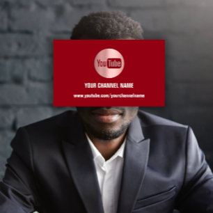 CARTE DE VISITE NOM DE CANAL VOUS TUBER LOGO CODE QR BURGUNDY ROSE