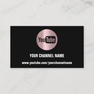 CARTE DE VISITE NOM DE LA CHAÎNE YOUTUBER LOGO QR ROSE NOIR MODER