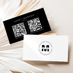 Carte De Visite Nom de marque Formal Minimalist Simple Qr Code