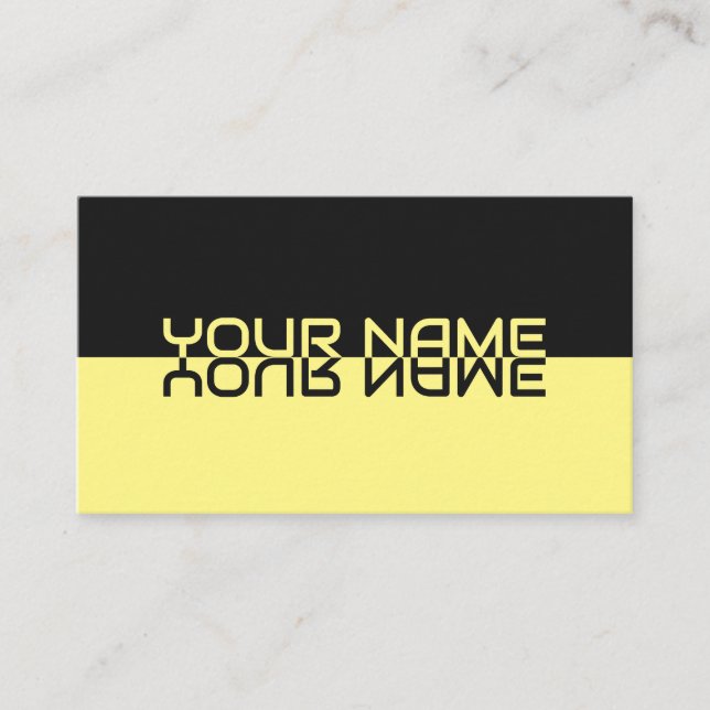 Carte De Visite Nom de reflet noir et jaune simple et élégant (Devant)