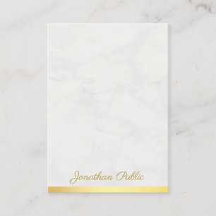 Carte De Visite Nom De Script À Main Branché Or Et Marbre Luxueux