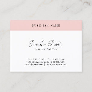 Carte De Visite Nom de script Blush Pink Blanc moderne minimaliste