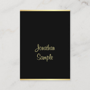 Carte De Visite Nom de script manuscrit Black Gold Modèle Moderne