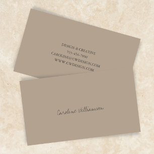 Carte De Visite Nom de script minimaliste contemporain Tan Brown
