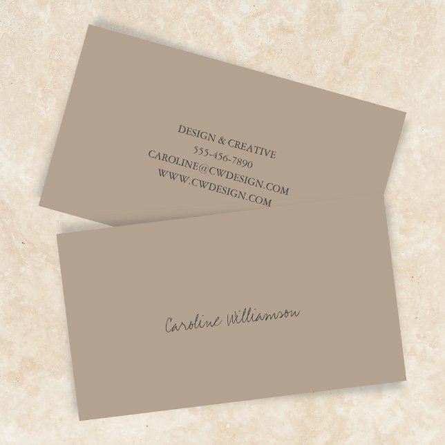 Carte De Visite Nom de script minimaliste contemporain Tan Brown (Créateur téléchargé)