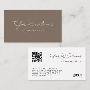 Carte De Visite Nom de script neutre personnalisé Entrepreneur Mod