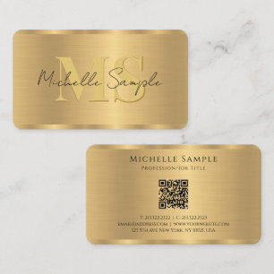 Carte De Visite Nom de script personnalisé QR Code Modèle or Monog