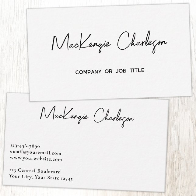 Carte De Visite Nom de script simple Moderne Professionnel (Simple modern minimalist script professional business card design )