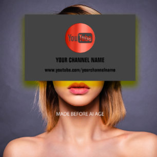 CARTE DE VISITE NOM DU CANAL LOGO YOUTUBER CODE QR RED