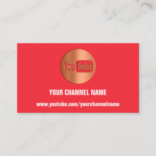 CARTE DE VISITE NOM DU CANAL YOUTUBER LOGO CODE QR CUIVRE ROUGE