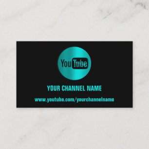 CARTE DE VISITE NOM DU CANAL YOUTUBER LOGO QR CODE BLEU MINT