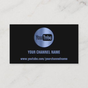 CARTE DE VISITE NOM DU CANAL YOUTUBER LOGO QR CODE BLEU NOIR