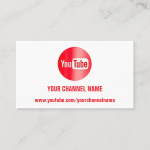 CARTE DE VISITE NOM DU CANAL YOUTUBER LOGO QR CODE ROUGE BUSI BLAN