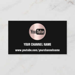CARTE DE VISITE NOM DU CANAL YOUTUBER LOGO QR ROSE BLACK WHITE