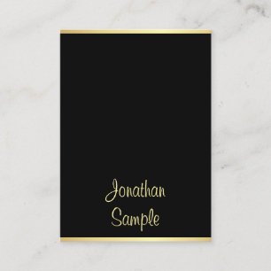 Carte De Visite Nom du script main tendance Black Gold Modern Modè