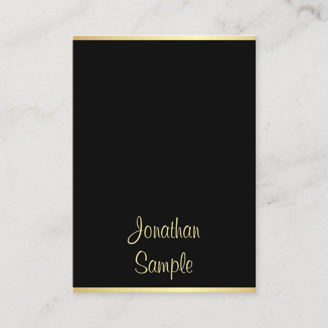 Carte De Visite Nom du script main tendance Black Gold Modern Modè (Devant)