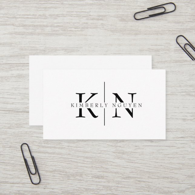 Carte De Visite Nom élégant moderne Initiales Monogramme (Devant/Arrière en situation)