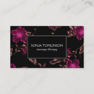 Carte De Visite Nom élégant sur no. floral noir 2 de motif