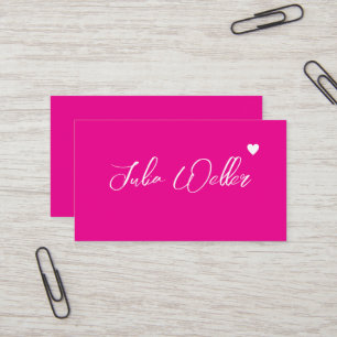Carte De Visite Nom esquissé à la main avec Coeur rose chaud