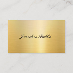 Carte De Visite Nom manuscrit Elegant Faux Gold Modèle moderne