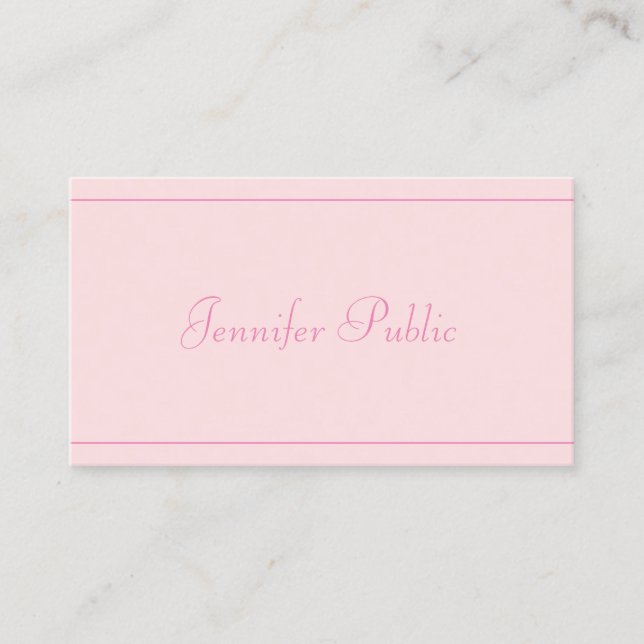 Carte De Visite Nom manuscrit Elegant Pink Arrière - plan Modèle (Devant)