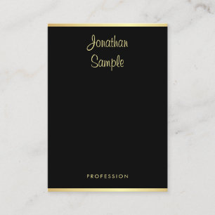 Carte De Visite Nom manuscrit moderne personnalisé Black Gold Cool