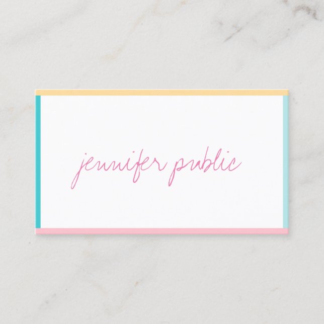 Carte De Visite Nom manuscrit Texte Moderne Modèle Couleurs tendan (Devant)