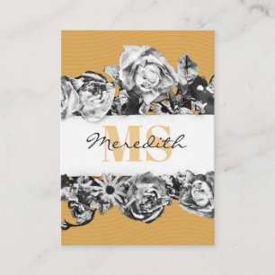 Carte De Visite Nom personnalisable Gold Roses Chic Monogramme Lux