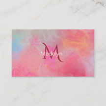 Nom personnalisé + Encre rose à monogramme aquarel