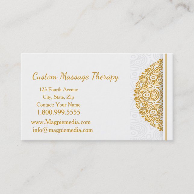 Carte De Visite Nom personnalisé Massage Thérapie Or Mandala (Devant)