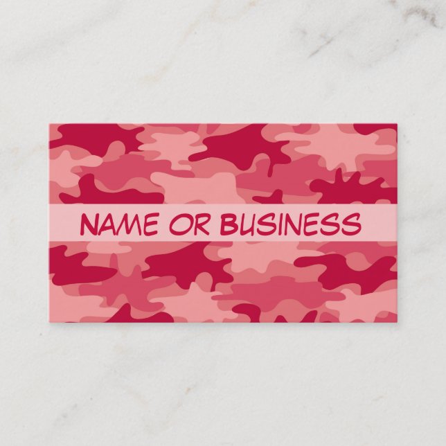 Carte De Visite Nom rouge de camouflage de Camo personnalisé (Devant)