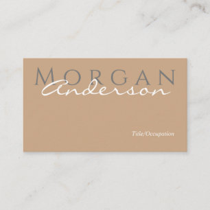 Carte De Visite Nom Titre & Coordonnées, code QR, Tan Grey Blanc
