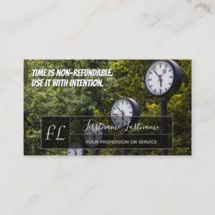 Carte De Visite Nombre d'horloges motivation gris rectangle monogr