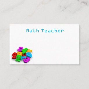 Carte De Visite nombres colorés mignons en 3D professeur de mathém