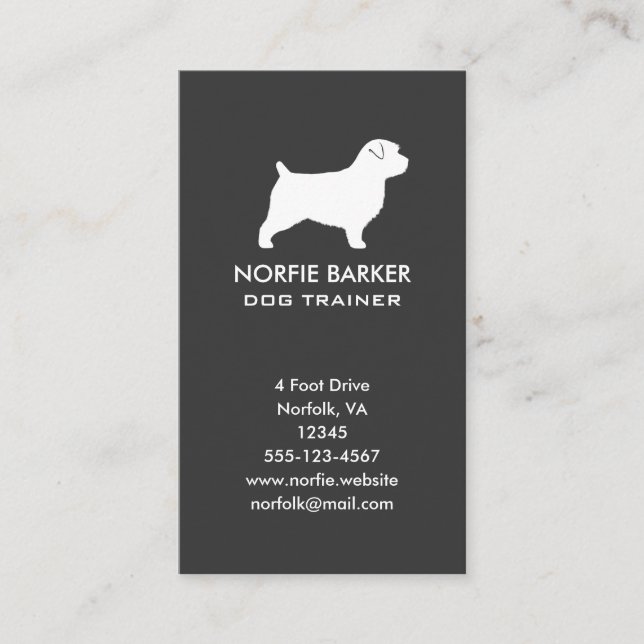Carte De Visite Norfolk Terrier race Chien Silhouette verticale (Devant)