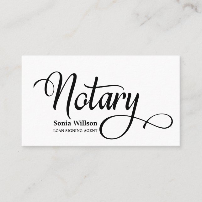 Carte De Visite Notaire élégant moderne noir et blanc typographie (Devant)