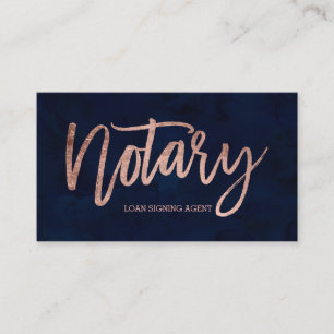 Carte De Visite Notaire élégant rose typographie or marine bleu