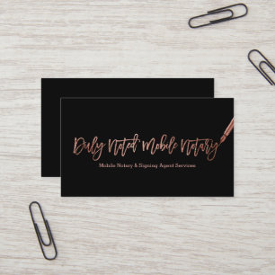 Carte De Visite Notaire élégant rose typographie or noir logo styl