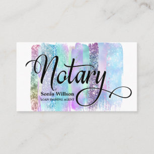 Carte De Visite Notaire élégante typographie pastel iridescente