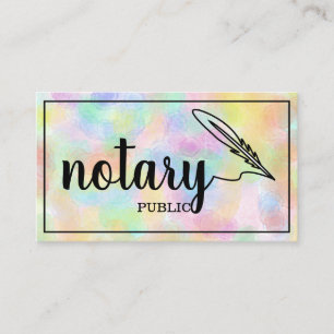 Carte De Visite Notaire Public Écriture Élégante Noir &  Blanc Pla
