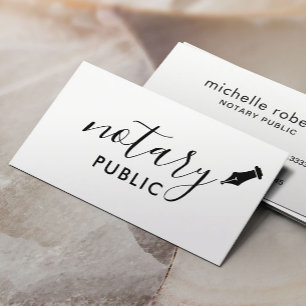 Carte De Visite Notaire Public Élégant Script Plain