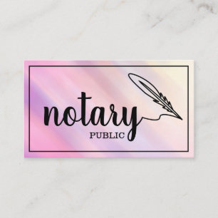 Carte De Visite Notaire Public Élégant Script Plain Noir & Blanc