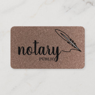 Carte De Visite Notaire Public Élégant Script Plain Noir & Blanc