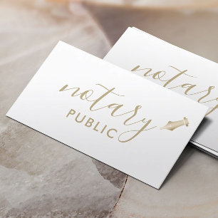 Carte De Visite Notaire Public Élégant Typographie Or Plain
