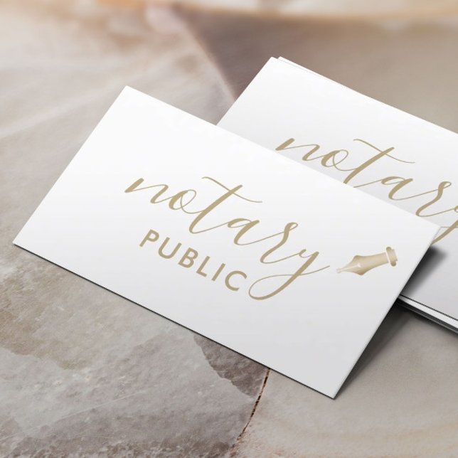 Carte De Visite Notaire Public Élégant Typographie Or Plain (Créateur téléchargé)