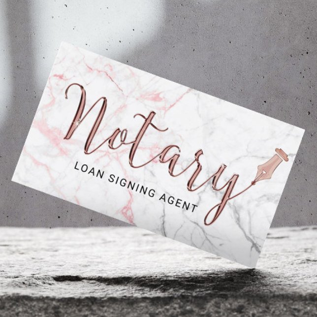 Carte De Visite Notaire Public Marble Rose Gold 3D Typographie (Créateur téléchargé)